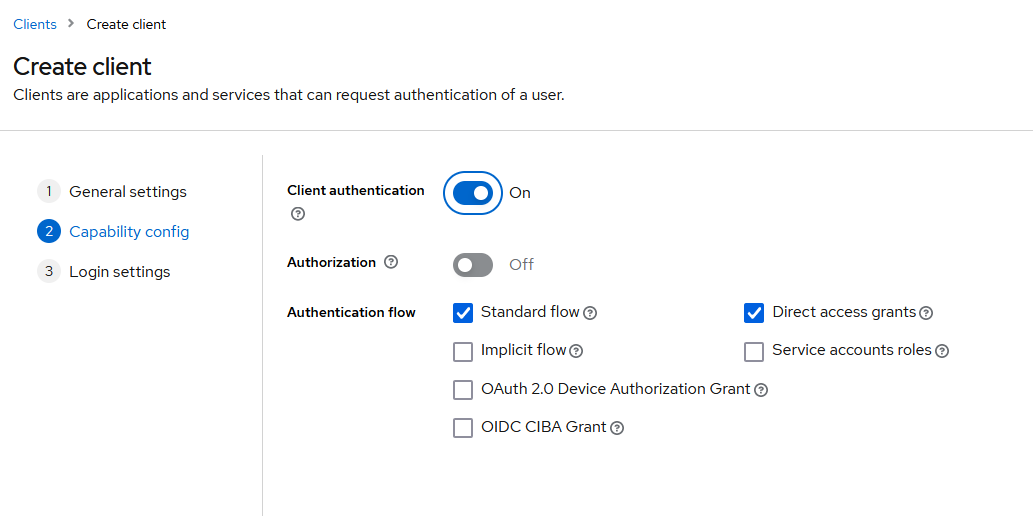Create client - step 2