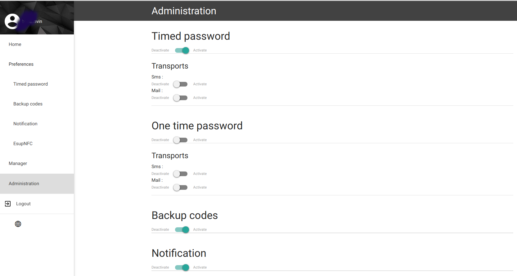 ESUP-OTP Admin Interface